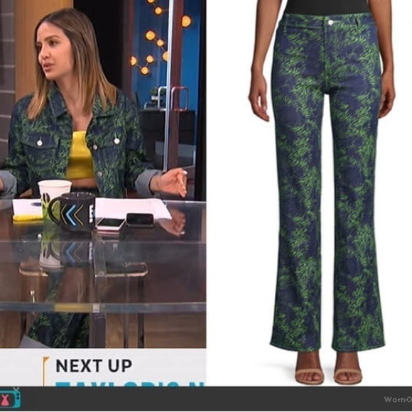 I.AM.GIA Pant Tali Denim Flare Animal Print High-Rise Green Tiger XS EUC - Picture 11 of 11